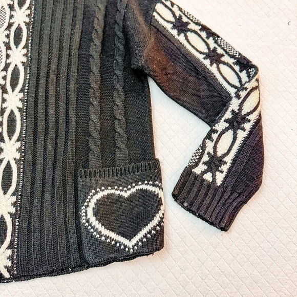 Desigual Brixton Black & White Knit Long Sleeve Sweater Size Small - Picture 7 of 7